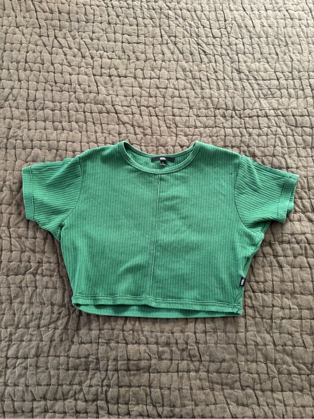Vans Green Ribbed Crop Tee